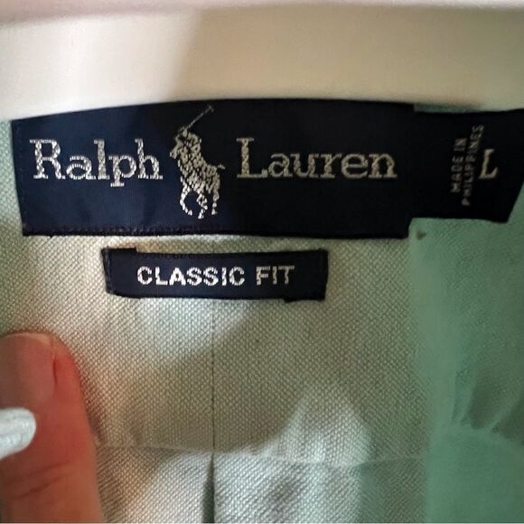 Ralph Lauren Men’s Classic Fit Blue Green Pastel Button Down Size Large - Picture 4 of 6